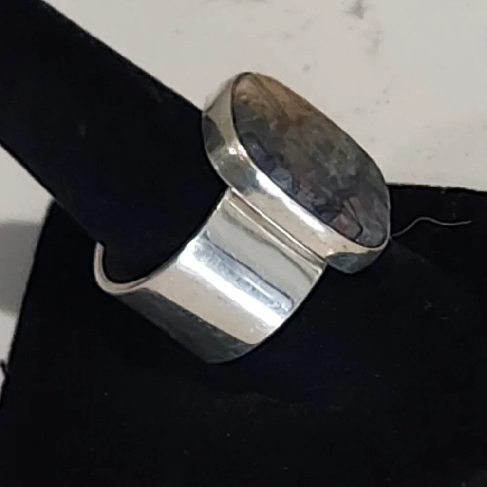 Labradorite Sterling Silver Rectangle Ring